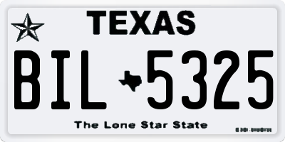 TX license plate BIL5325