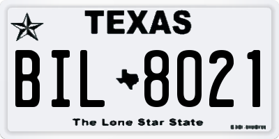 TX license plate BIL8021