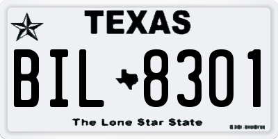 TX license plate BIL8301
