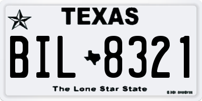 TX license plate BIL8321