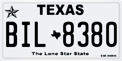 TX license plate BIL8380