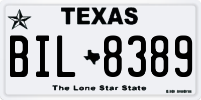 TX license plate BIL8389