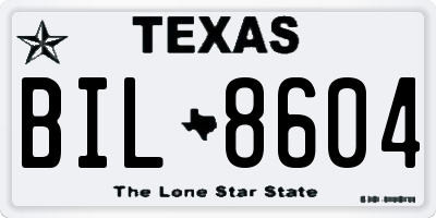 TX license plate BIL8604