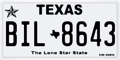 TX license plate BIL8643