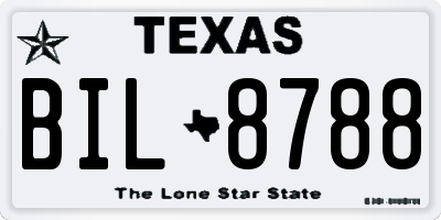 TX license plate BIL8788