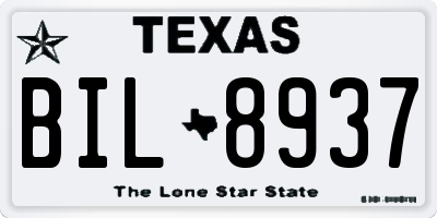 TX license plate BIL8937