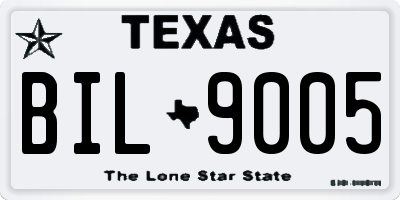 TX license plate BIL9005