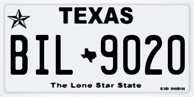TX license plate BIL9020