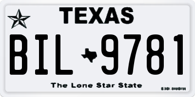 TX license plate BIL9781