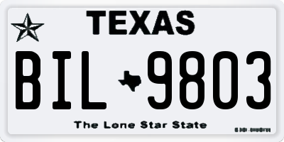 TX license plate BIL9803