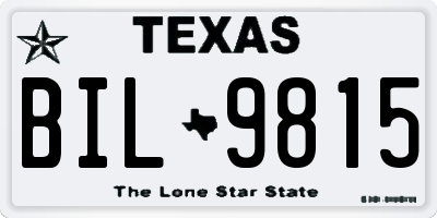 TX license plate BIL9815