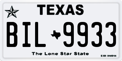 TX license plate BIL9933
