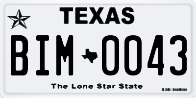 TX license plate BIM0043