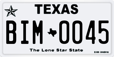 TX license plate BIM0045