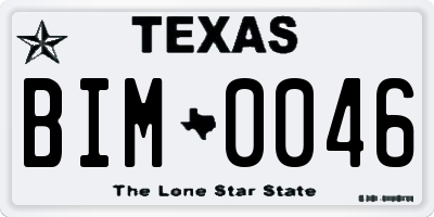 TX license plate BIM0046