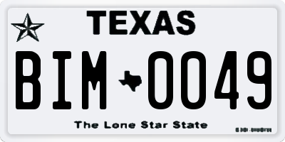 TX license plate BIM0049