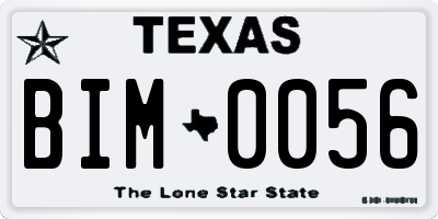 TX license plate BIM0056