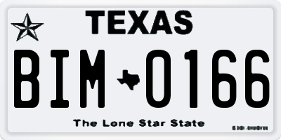 TX license plate BIM0166