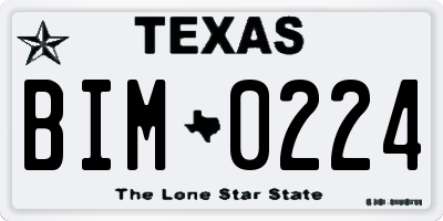 TX license plate BIM0224