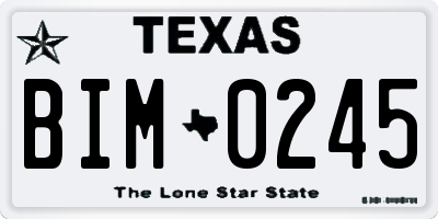 TX license plate BIM0245