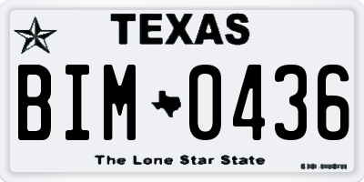 TX license plate BIM0436