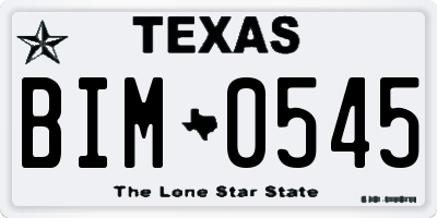 TX license plate BIM0545