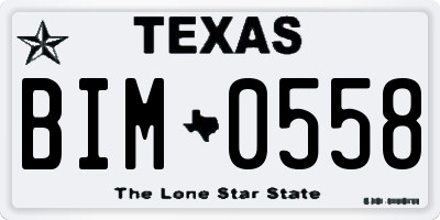 TX license plate BIM0558