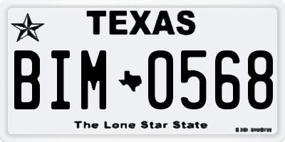 TX license plate BIM0568