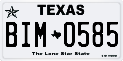 TX license plate BIM0585
