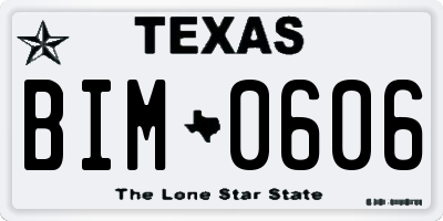 TX license plate BIM0606