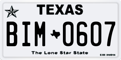 TX license plate BIM0607