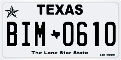 TX license plate BIM0610