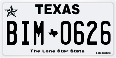 TX license plate BIM0626