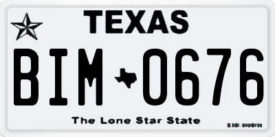 TX license plate BIM0676