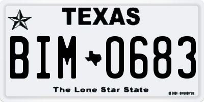 TX license plate BIM0683