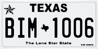 TX license plate BIM1006