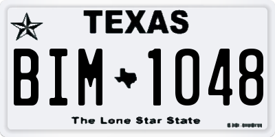 TX license plate BIM1048