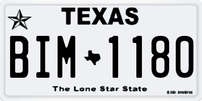 TX license plate BIM1180