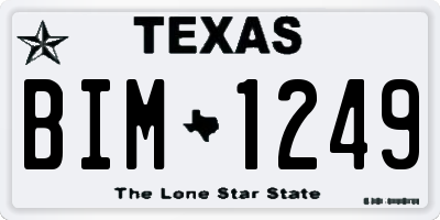 TX license plate BIM1249