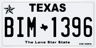 TX license plate BIM1396