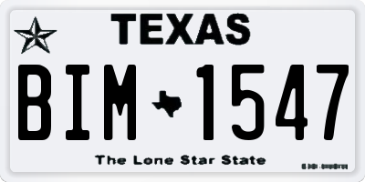 TX license plate BIM1547