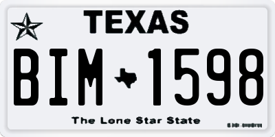TX license plate BIM1598
