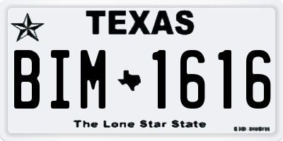 TX license plate BIM1616
