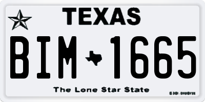 TX license plate BIM1665