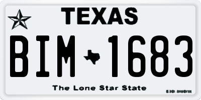 TX license plate BIM1683