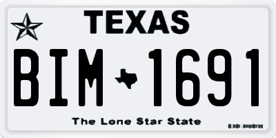 TX license plate BIM1691