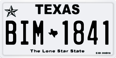 TX license plate BIM1841
