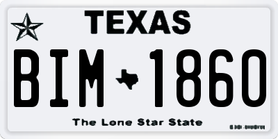 TX license plate BIM1860