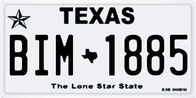 TX license plate BIM1885