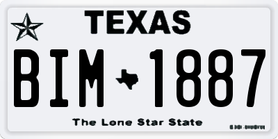 TX license plate BIM1887